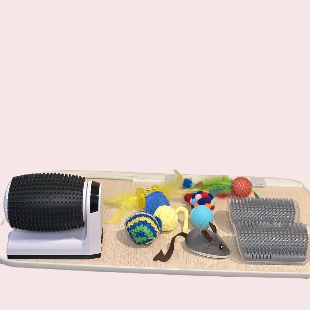Cat Toy Gift Bundle with Grooming Products Interactive Toys with Catnip
